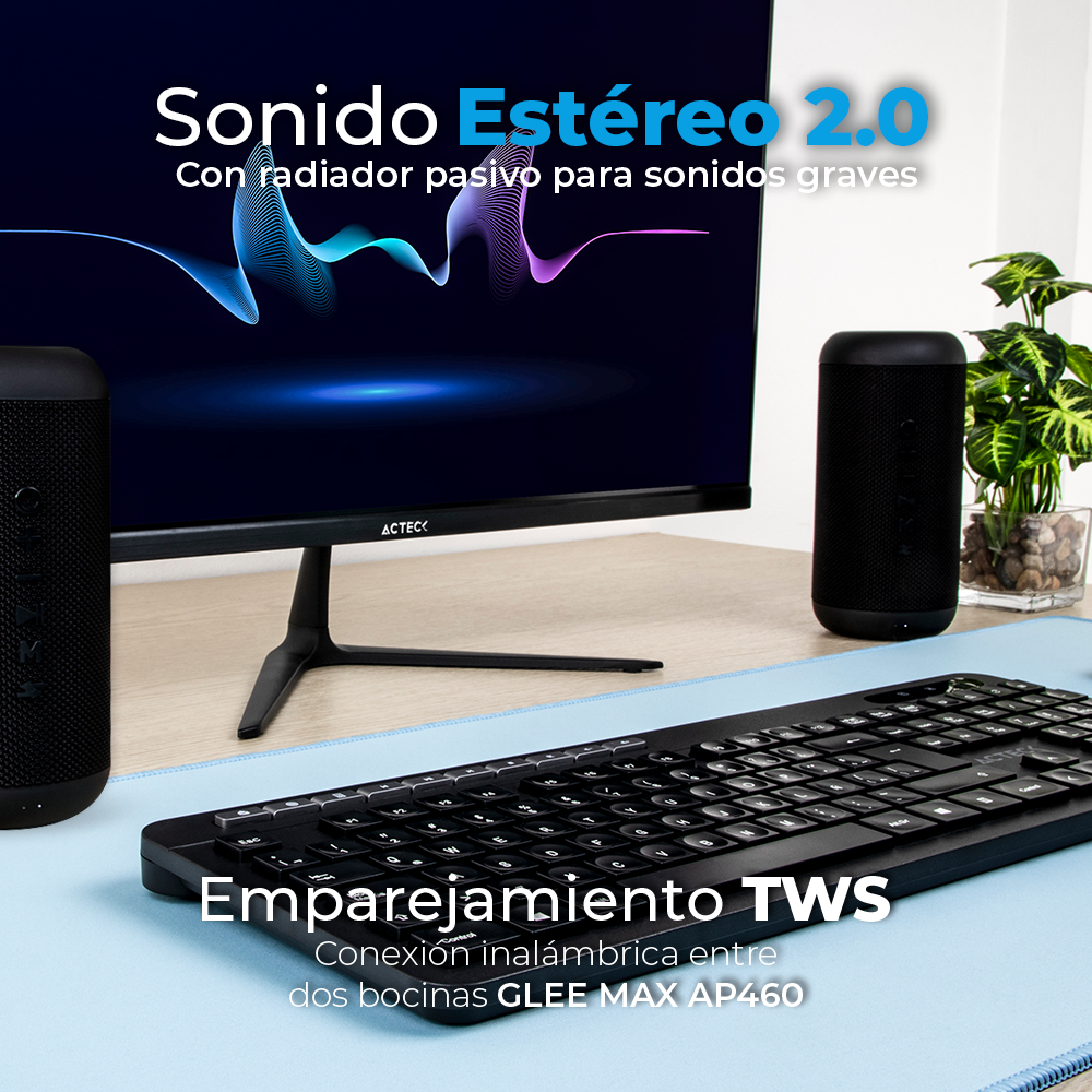 Bocinas Glee Max Ap460 De 10w Con Bluetooth 5.0  Tws Ipx5 Acteck