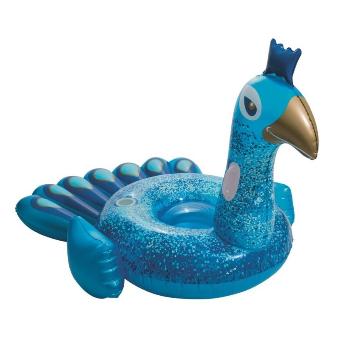 Flotador montable pavo real 1.98 metros x 1.64 metros color azul caja (1)
