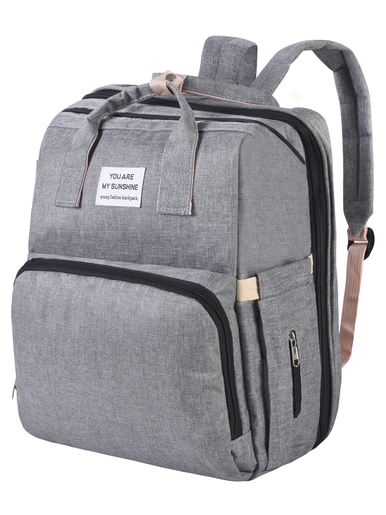 AGBOX Mochila Pañalera Cambiador Portátil De Viaje Para Bebé Gris.