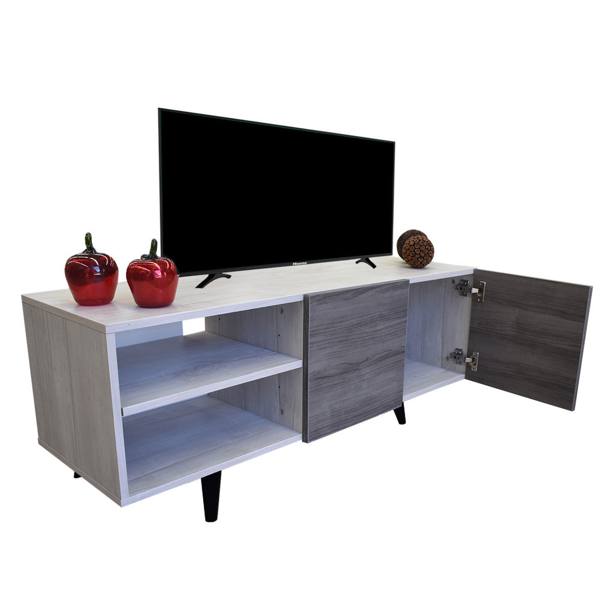  Mueble para TV de 50" Suecia  Elegante y Moderno Hogare  Blanco Gris 