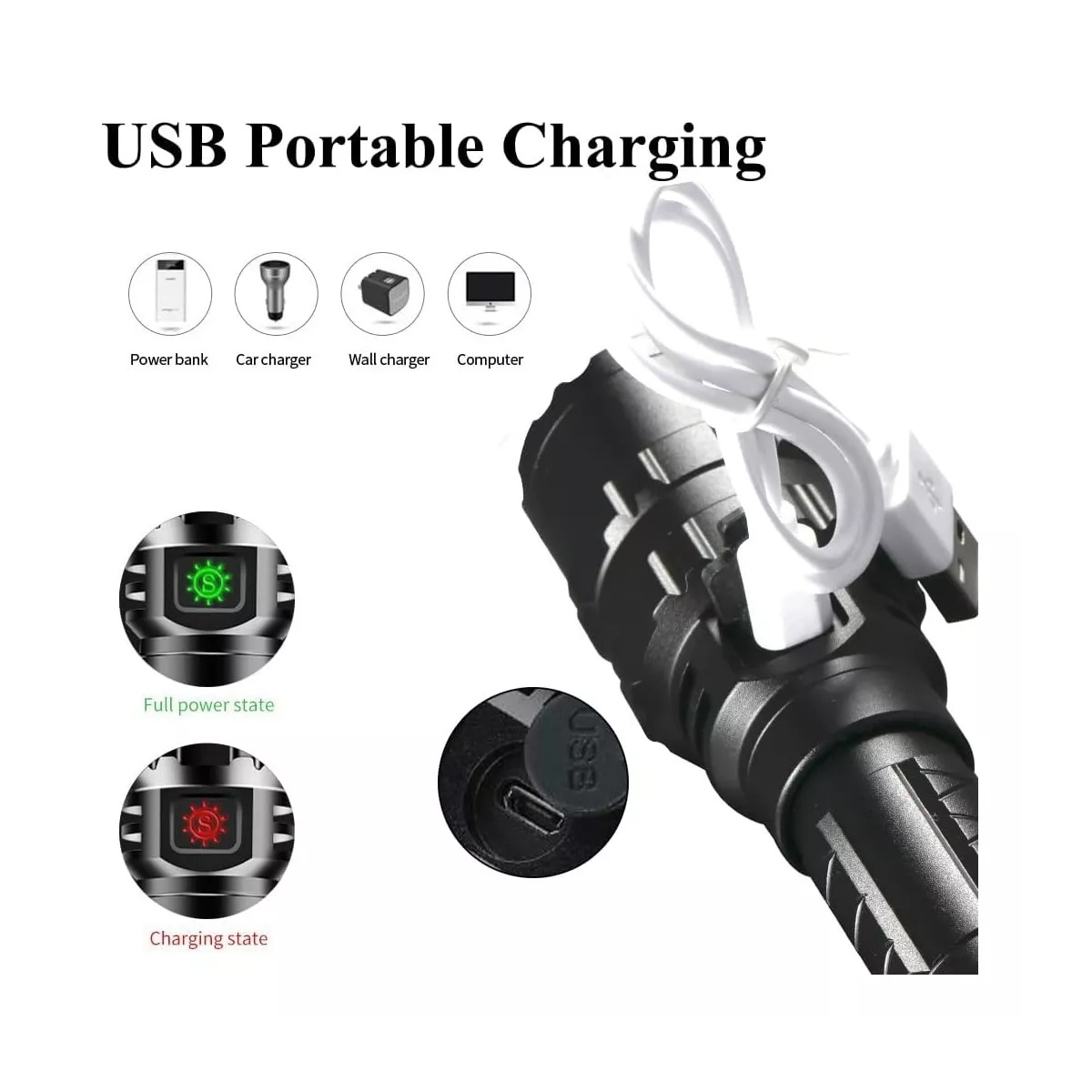 Lampara Táctica 1600 Lumens Led Recargable