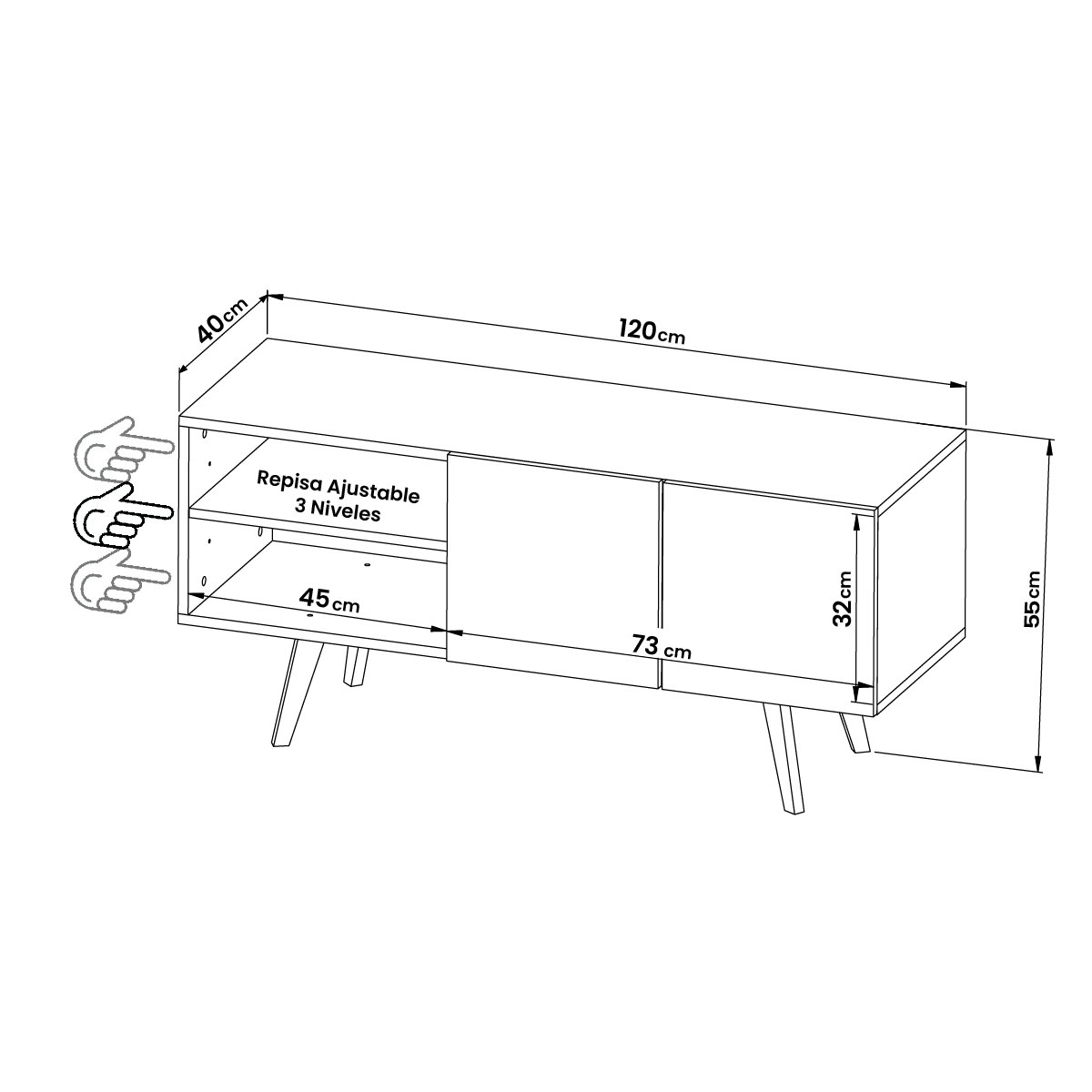  Mueble para TV de 50" Suecia   Minimalista y Practico Hogare Blanco Nordico