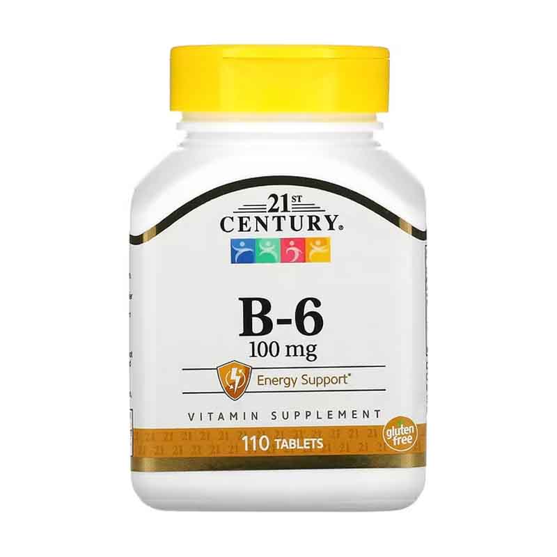 Vitamina B-6 100mg 21st Century 110 tabletas Piridoxina Hcl + Calcio 