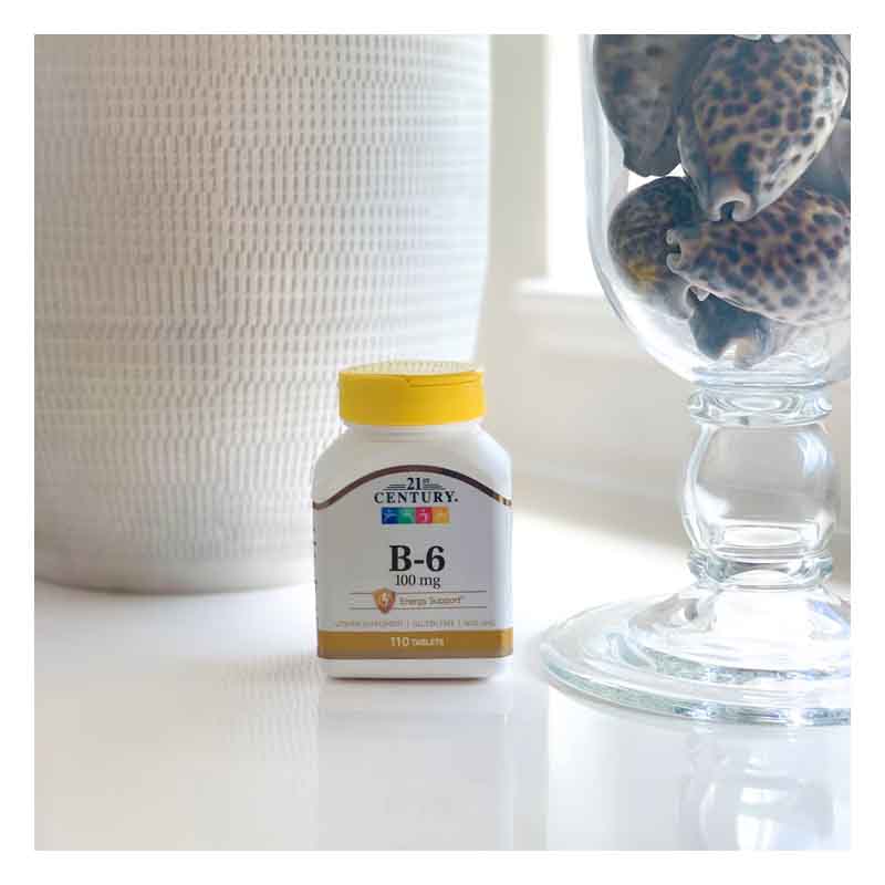 Vitamina B-6 100mg 21st Century 110 tabletas Piridoxina Hcl + Calcio 