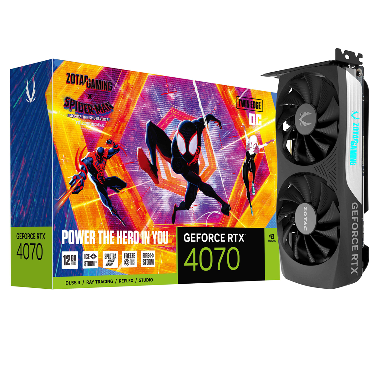 Tarjeta de Video ZOTAC GeForce RTX 4070 Twin Edge OC SPIDER-MAN: Across the Spider-Verse 12GB GDDR6X