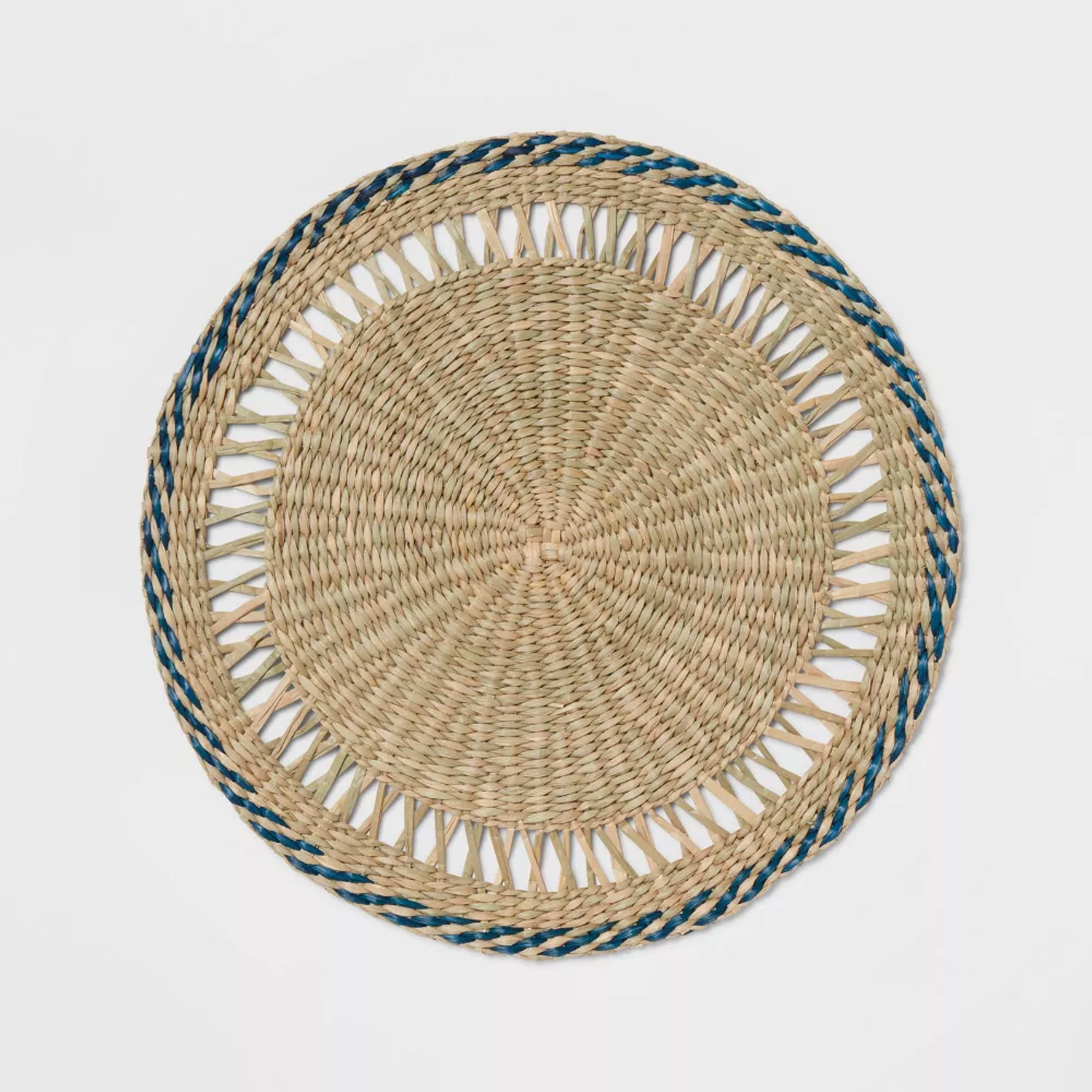 Individual artesanal de pasto marino azul natural de 15''