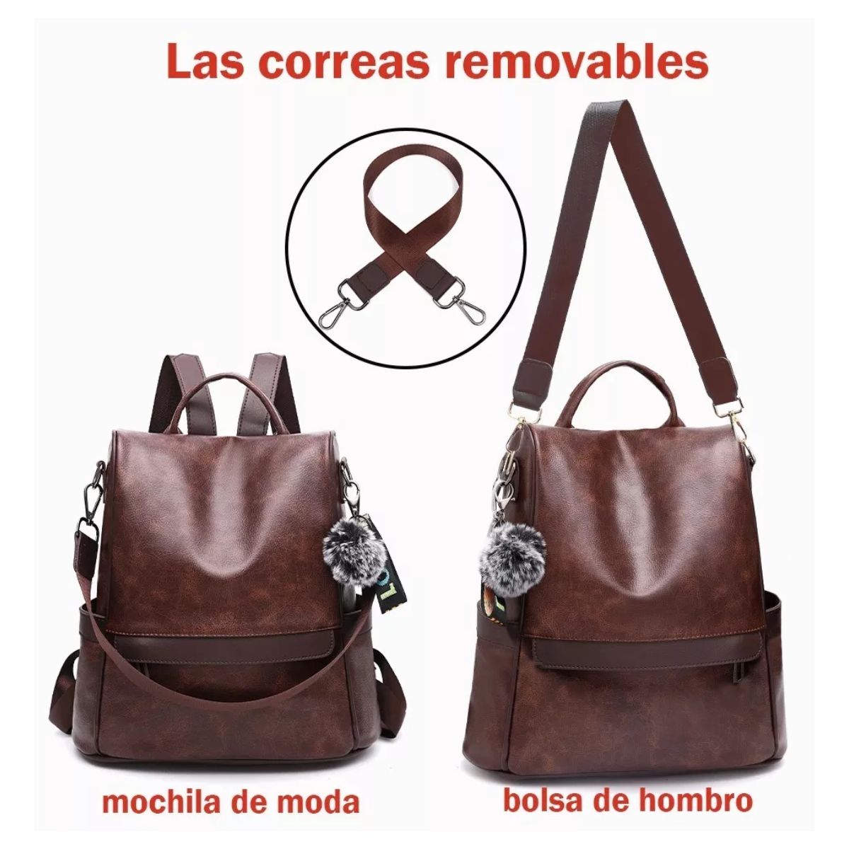 Mochila mujer anti robo Marron Oscuro Chocolate
