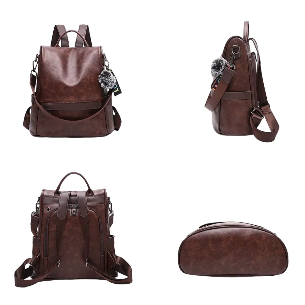 Mochila mujer anti robo Marron Oscuro Chocolate