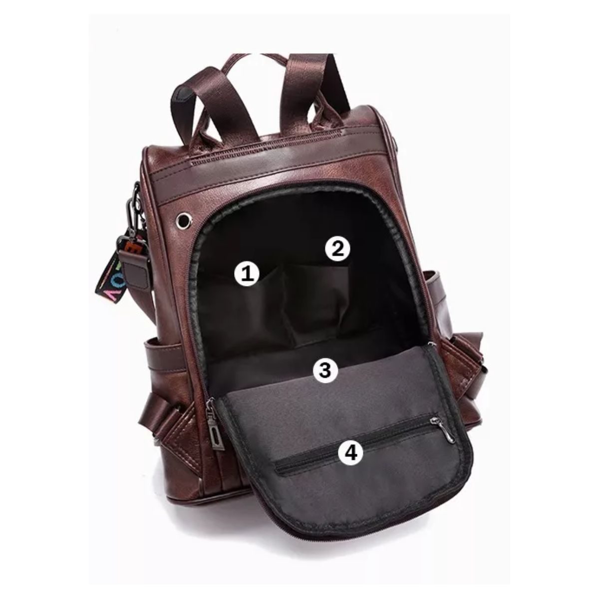 Mochila mujer anti robo Marron Oscuro Chocolate