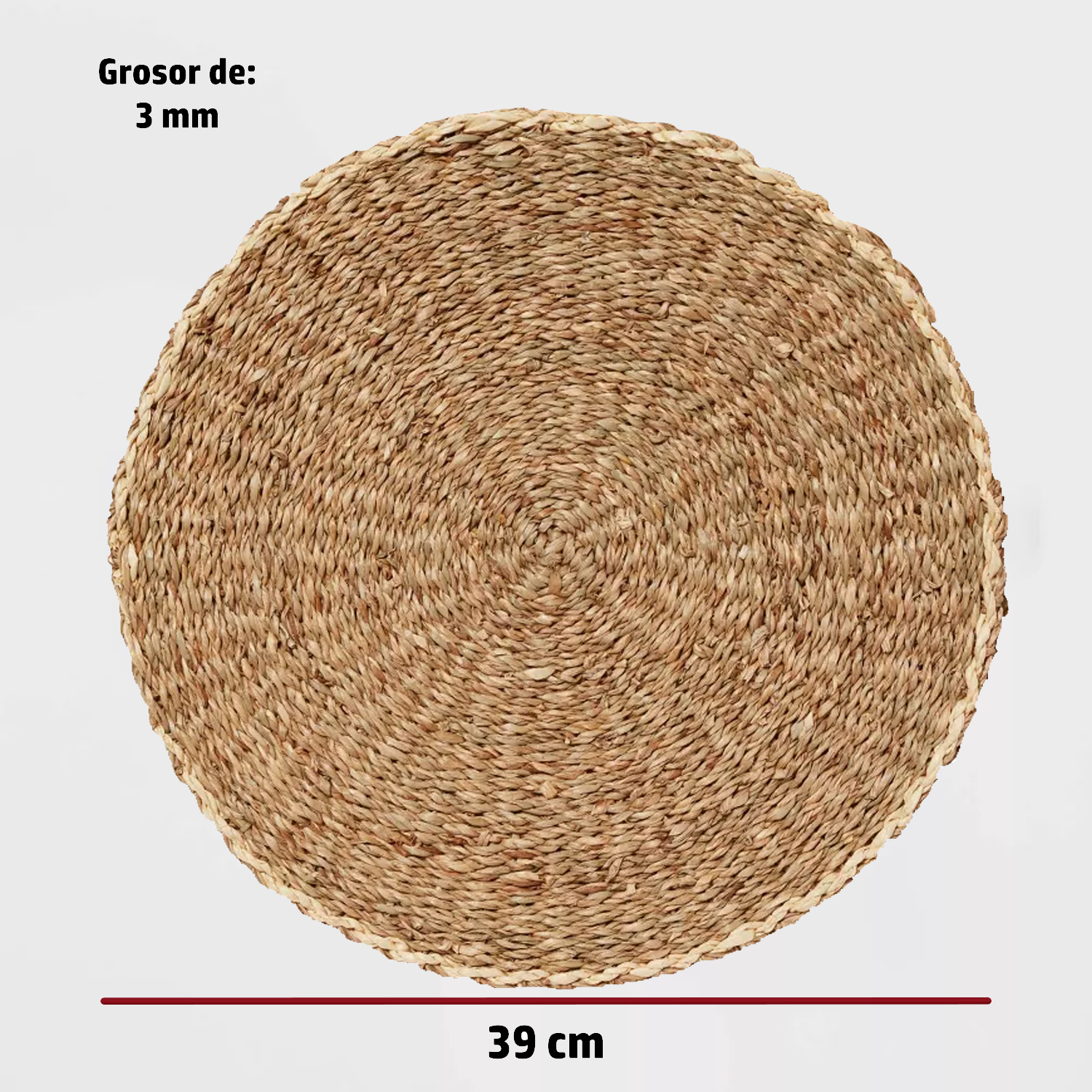 Set de 2 manteles individuales para mesa de comedor, hechos a mano con junco marino, salvamanteles duraderos para platos calientes, manteles individuales redondos para cocina