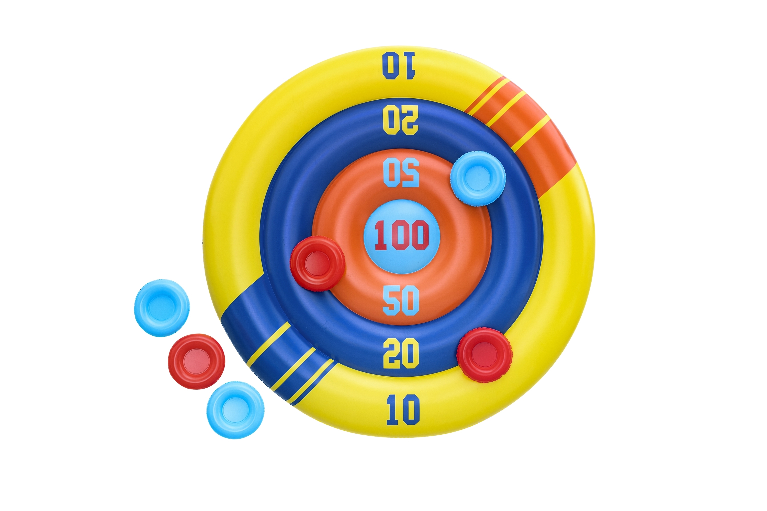 Juego inflanble de lanzar frizbe al circulo para piscina 1.40 centimetros caja (1)