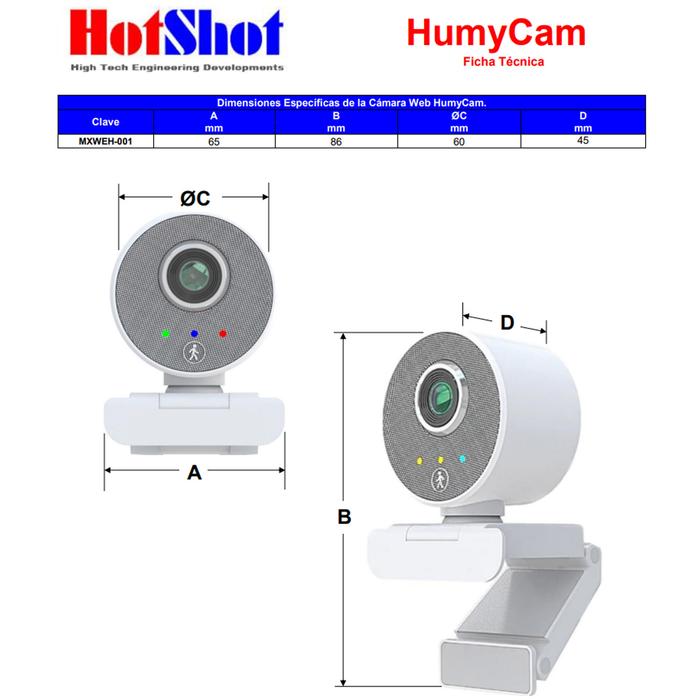 Venta de WebCam AutoTracking MXWEH-001-18 Full HD USB AutoTracking AutoFocus 1920x1080px 2MP Plástico Blanco,  HumyCam