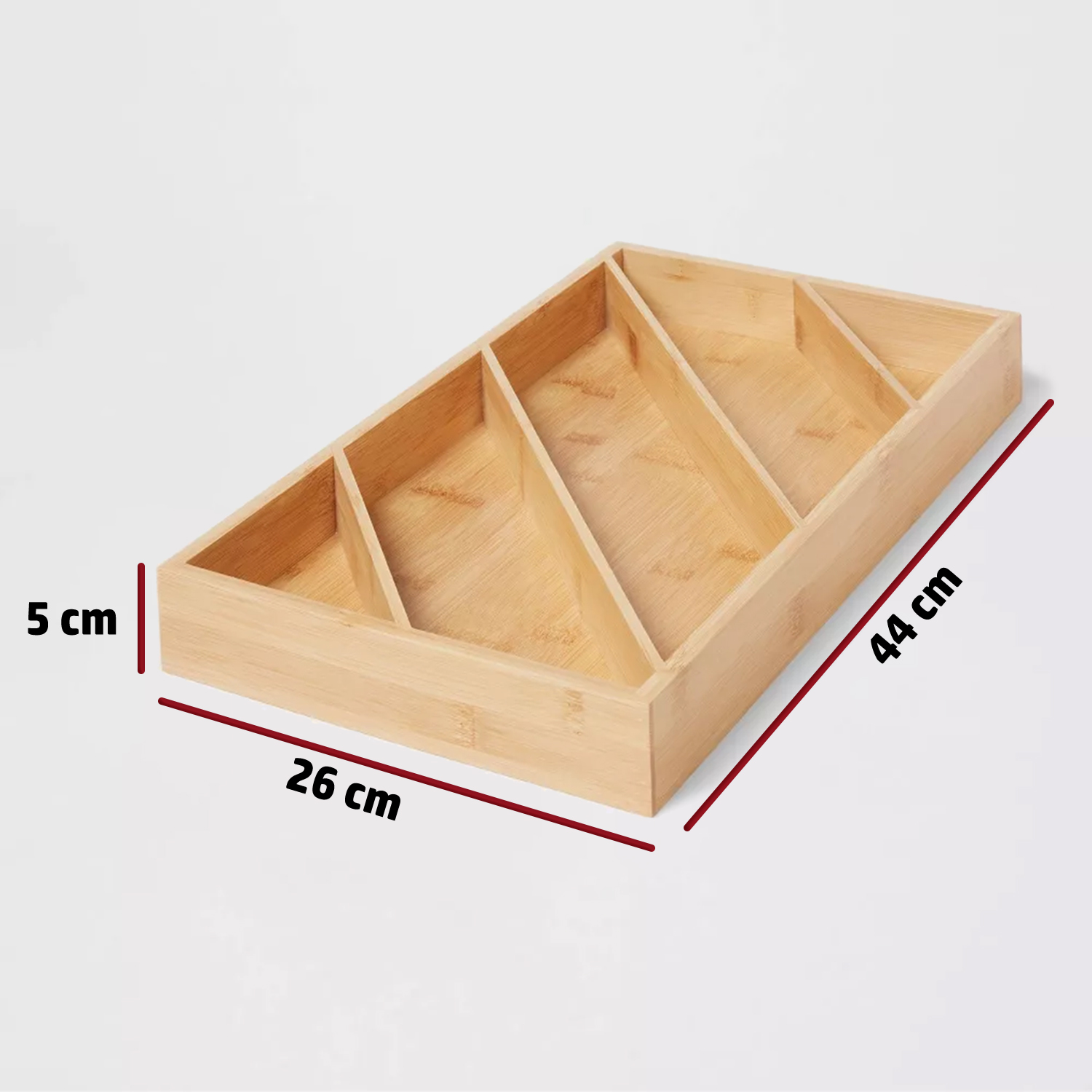 Organizador de 5 compartimientos de Bambú, Almacenamiento de Utensilios de Cocina, Herramientas o Dispositivos.