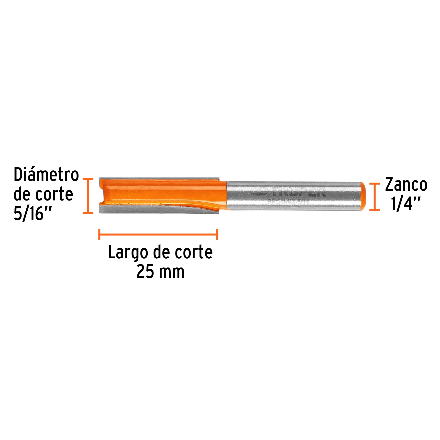 BROCA PARA ROUTER, RECTA 2 FILOS, 5/16", TRUPER 11454