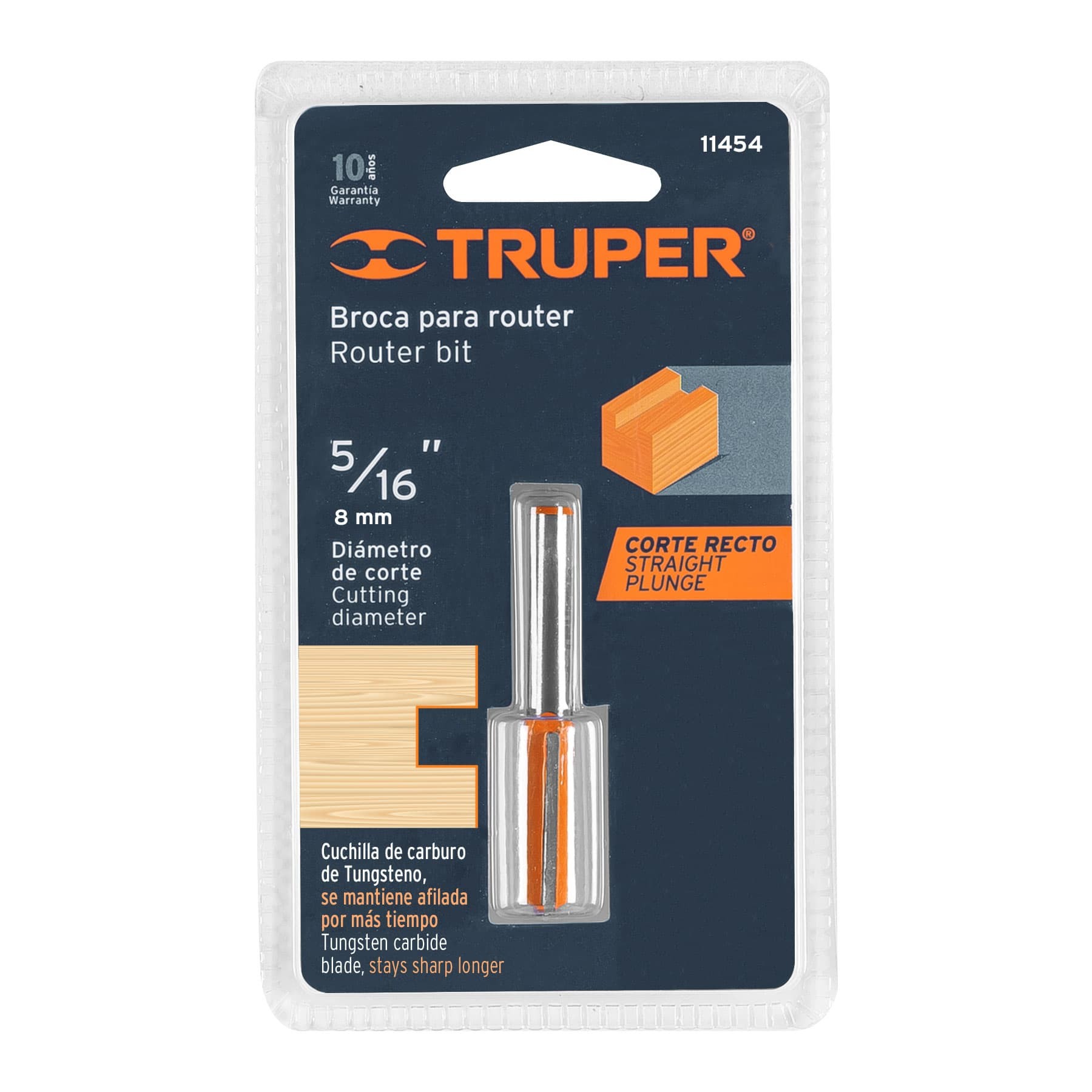 BROCA PARA ROUTER, RECTA 2 FILOS, 5/16", TRUPER 11454