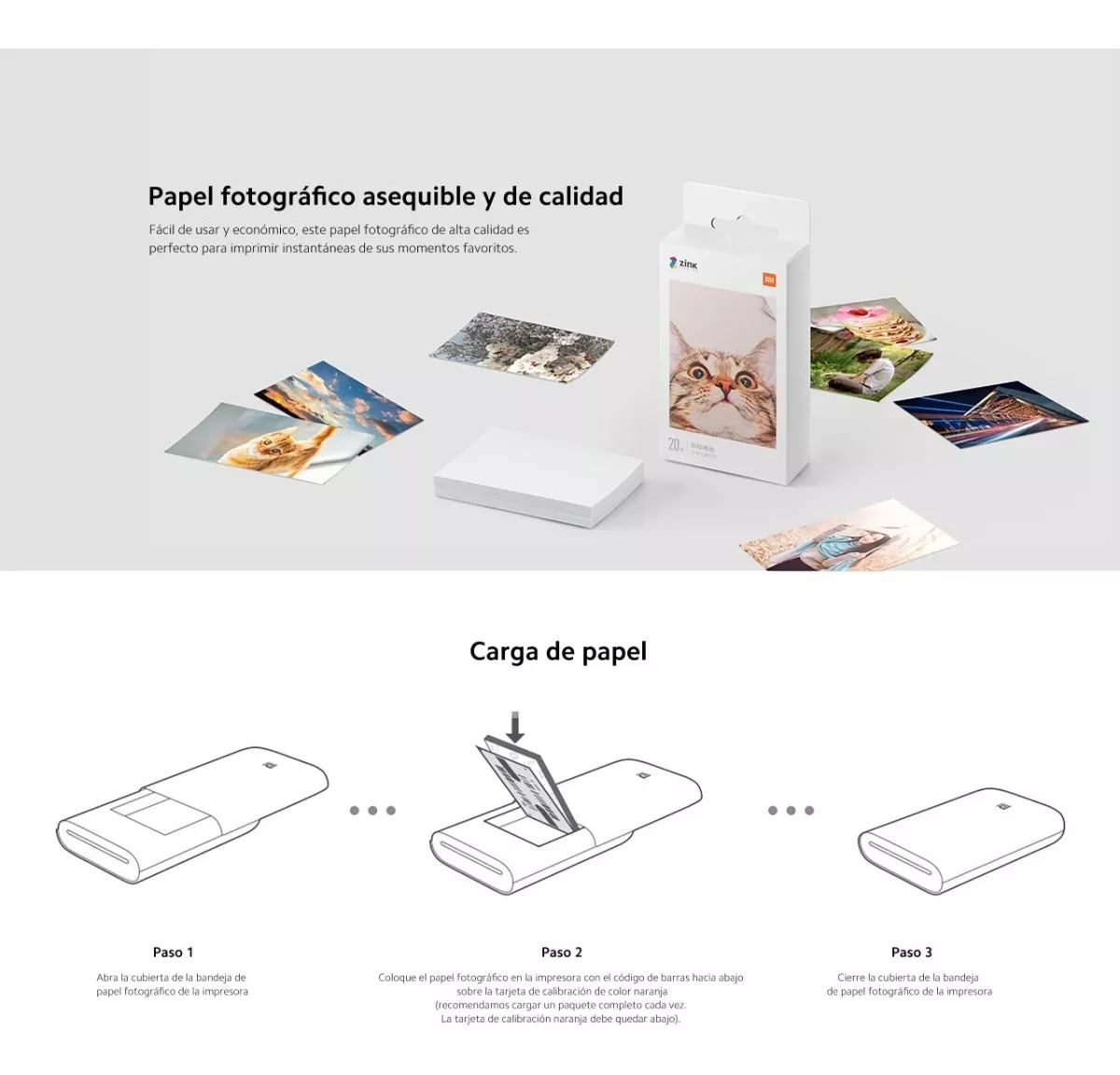 Impresora de fotos portátil Xiaomi + 20 hojas