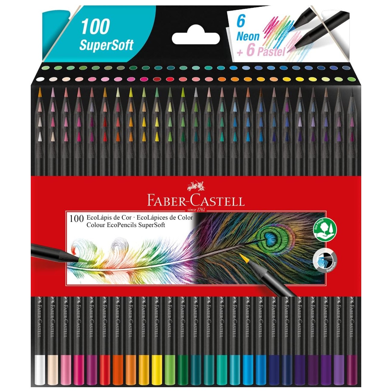 Lápices de Color Faber Castell Super Soft Redondos, Estuche expandible, 100 piezas