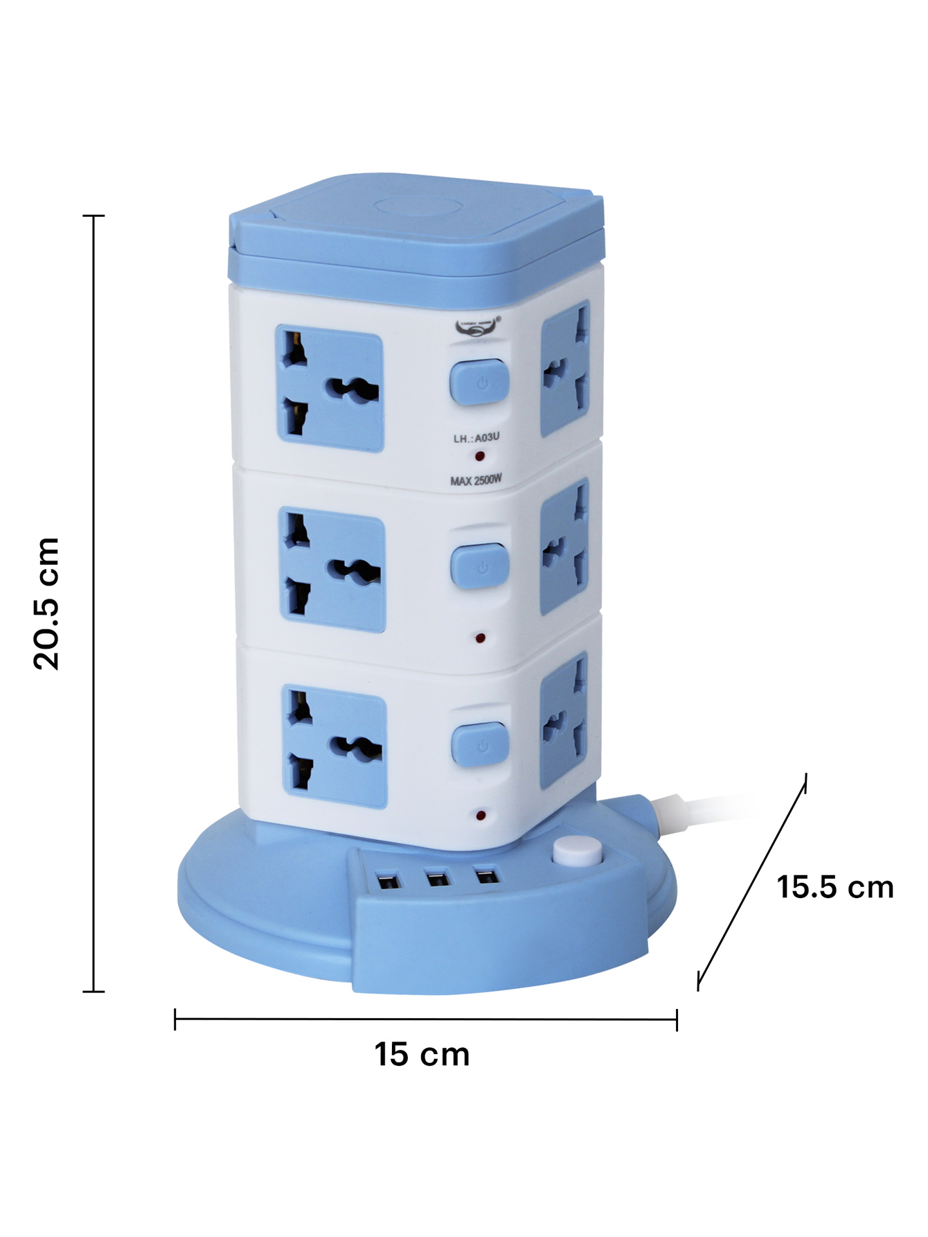 Torre Multicontacto Vertical Con 12 Contactos Y 3 Usb Socket