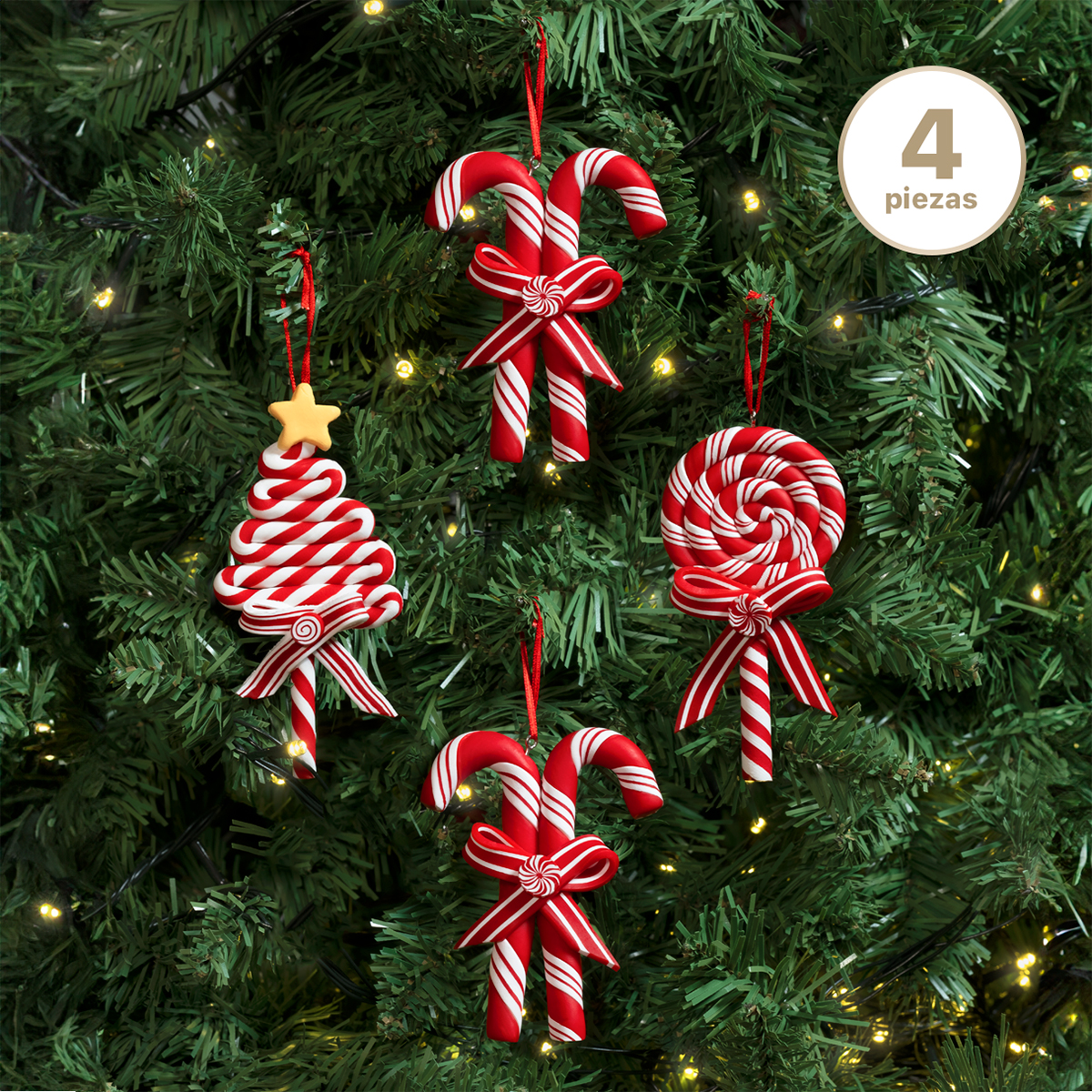 Adornos para Árbol de Navidad con Decoración Navideña (Caramelo) ESQUIMAL.