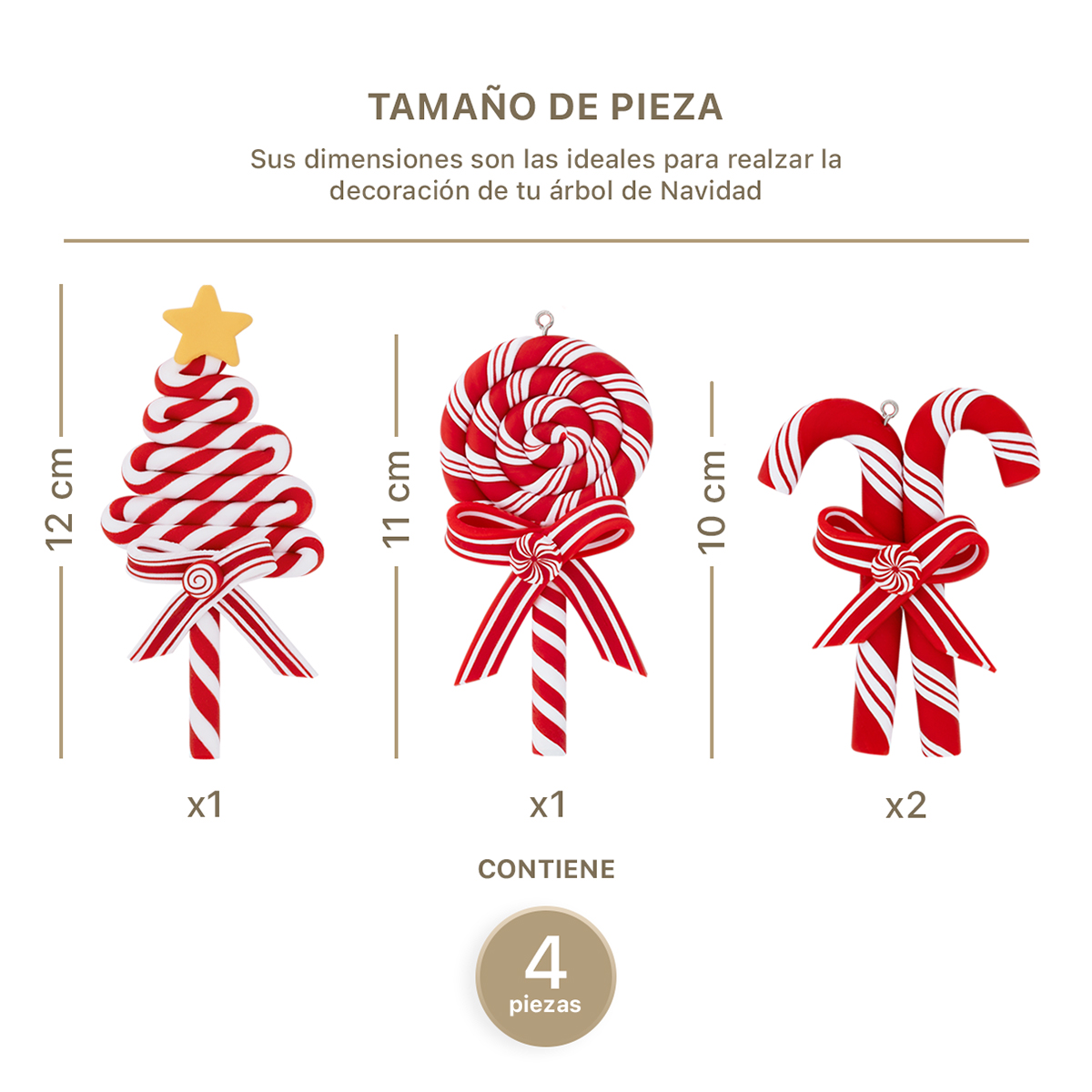 Adornos para Árbol de Navidad con Decoración Navideña (Caramelo) ESQUIMAL.