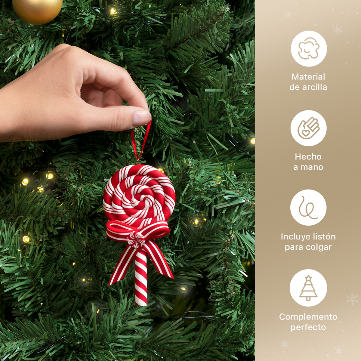 Adornos para Árbol de Navidad con Decoración Navideña (Caramelo) ESQUIMAL.