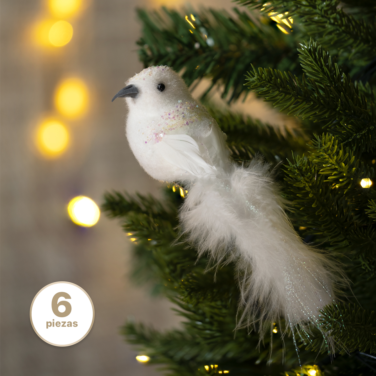 Adornos para Árbol de Navidad con Decoración Navideña (Pajaro Blanco) ESQUIMAL.
