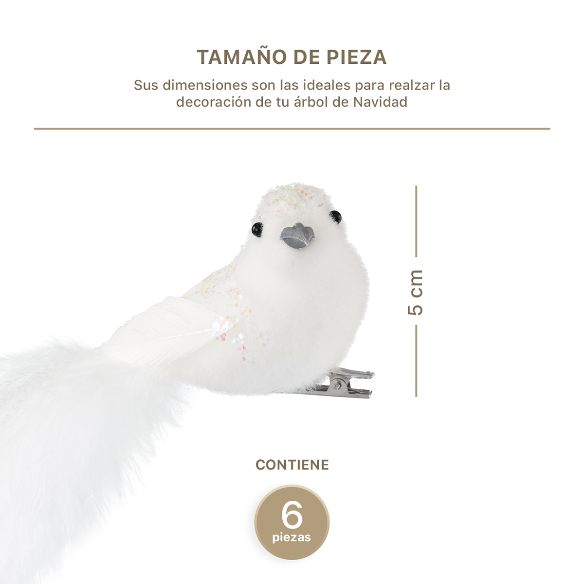Adornos para Árbol de Navidad con Decoración Navideña (Pajaro Blanco) ESQUIMAL.