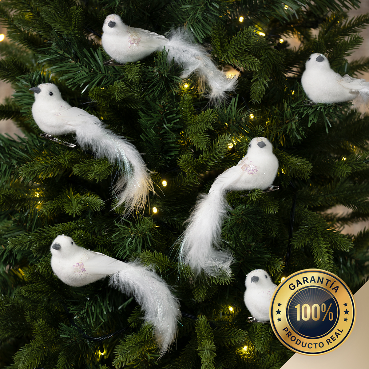 Adornos para Árbol de Navidad con Decoración Navideña (Pajaro Blanco) ESQUIMAL.