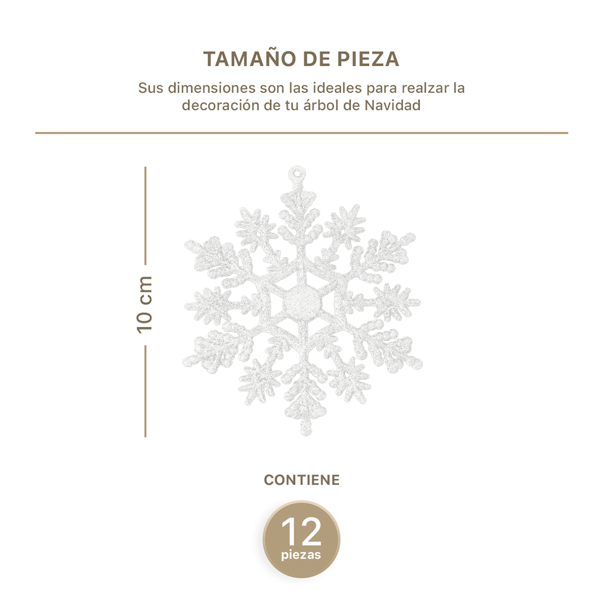 Decoración Navideña con Adornos para Árbol de Navidad (Copo Blanco) ESQUIMAL.