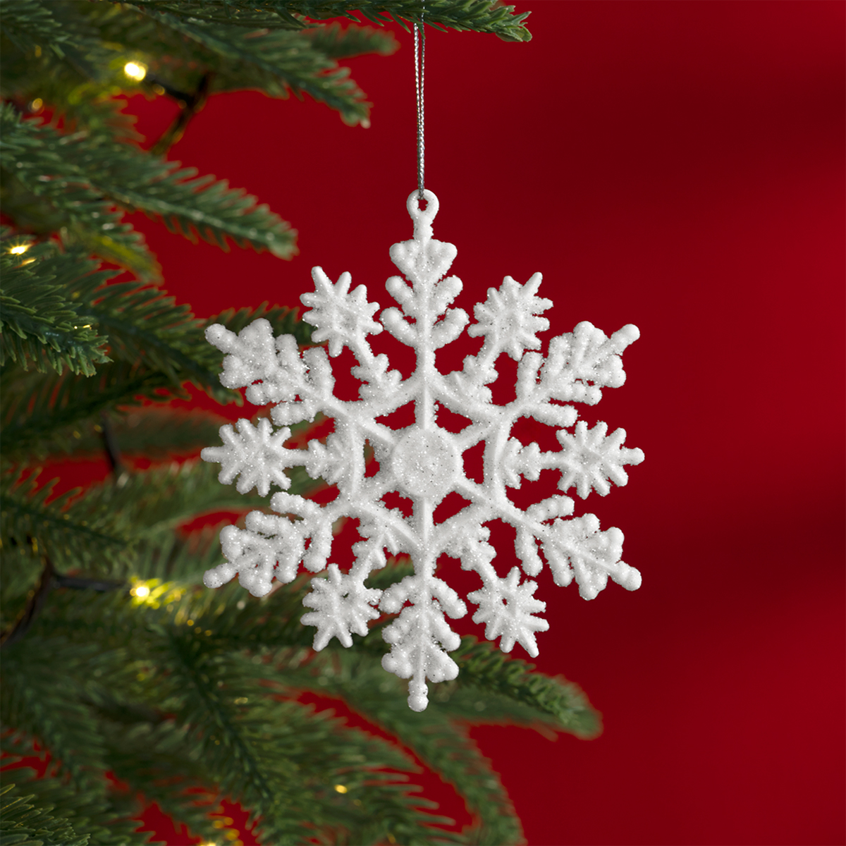 Decoración Navideña con Adornos para Árbol de Navidad (Copo Blanco) ESQUIMAL.