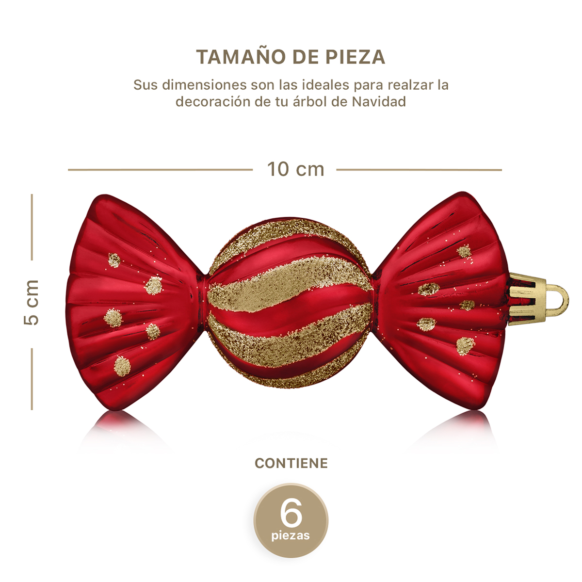 Decoración Navideña con Adornos para Árbol de Navidad (Dulce Rojo) ESQUIMAL.