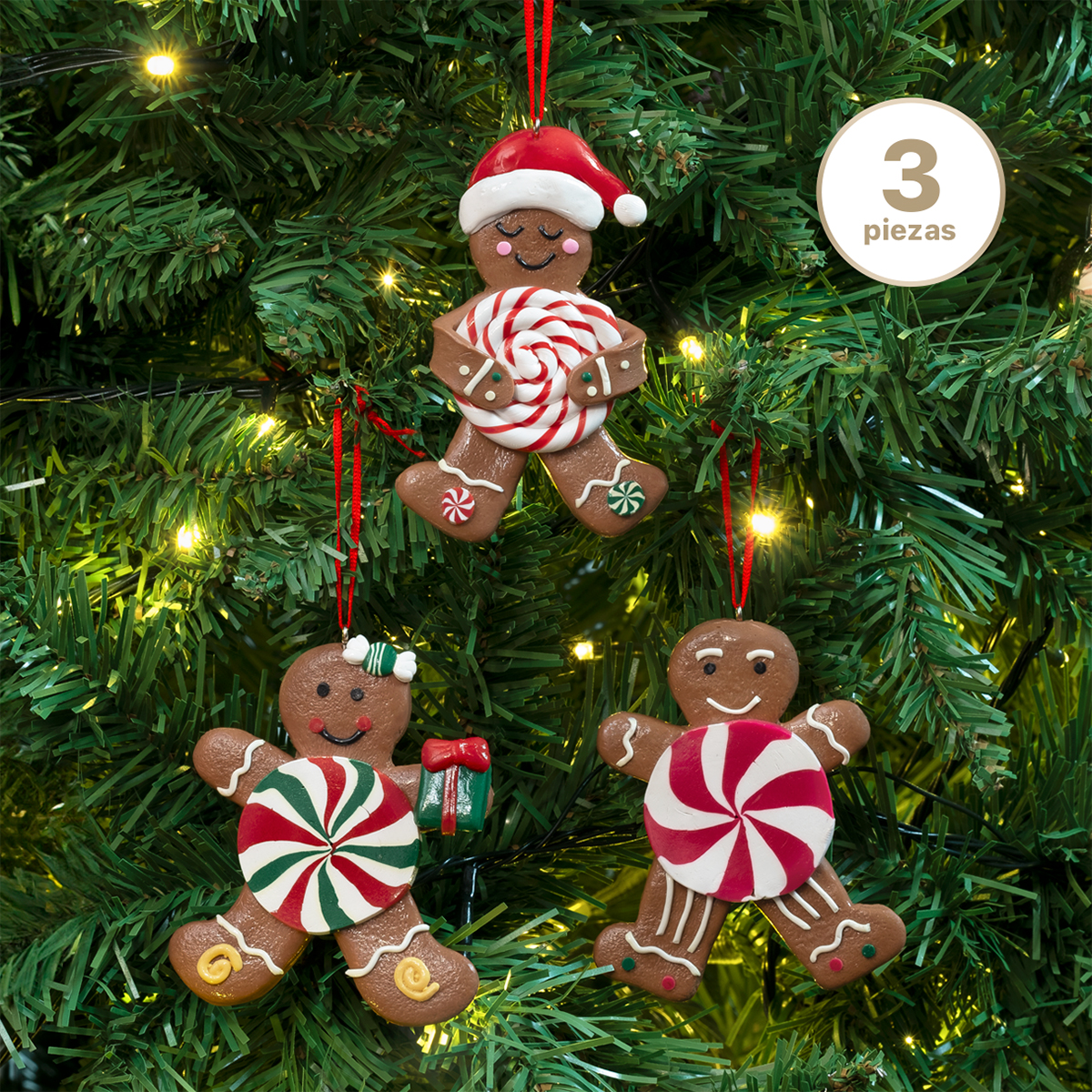 Decoración Navideña con Adornos para Árbol de Navidad (Jengibre) ESQUIMAL.