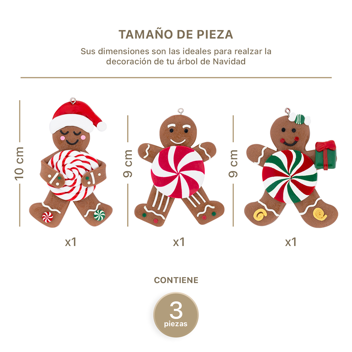 Decoración Navideña con Adornos para Árbol de Navidad (Jengibre) ESQUIMAL.