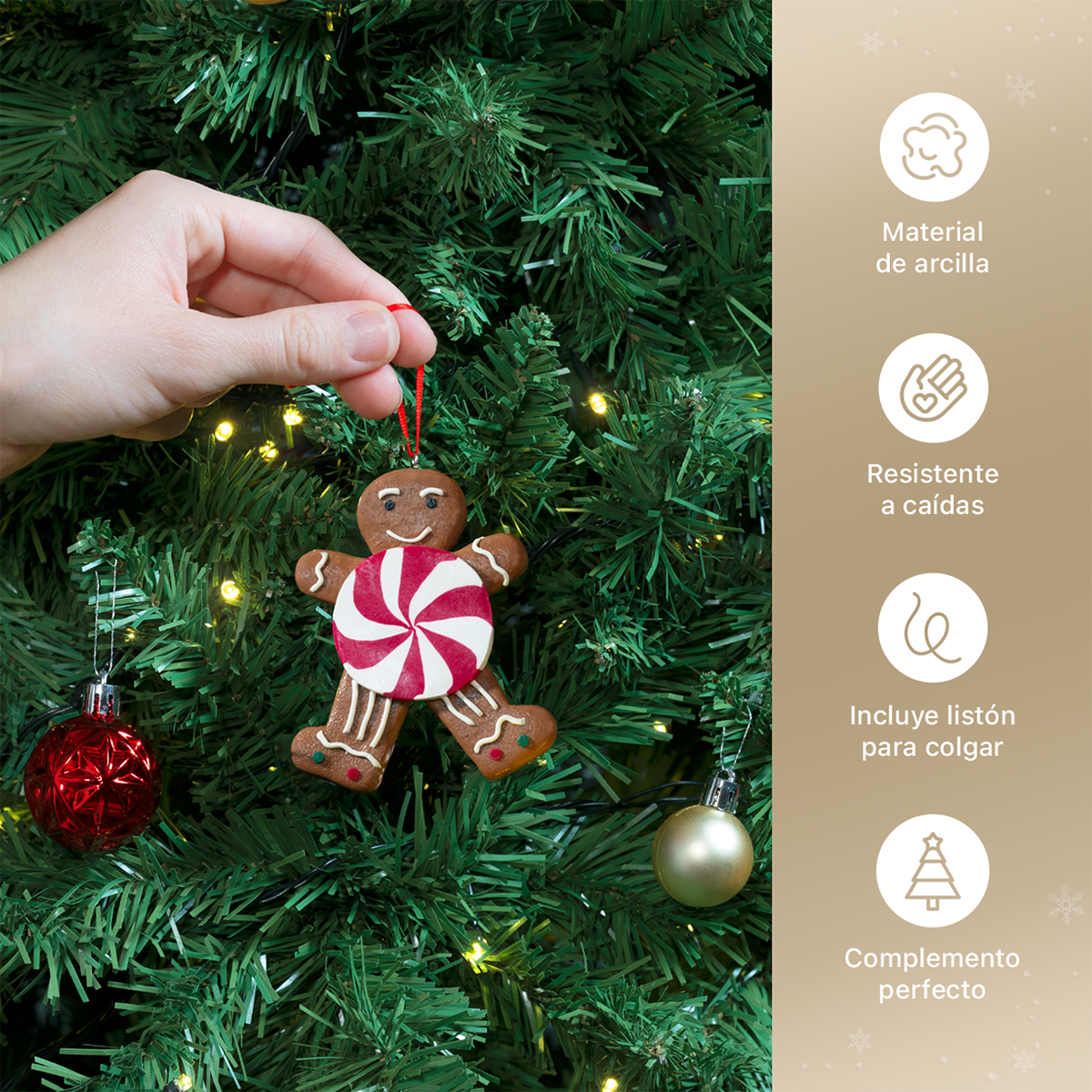 Decoración Navideña con Adornos para Árbol de Navidad (Jengibre) ESQUIMAL.