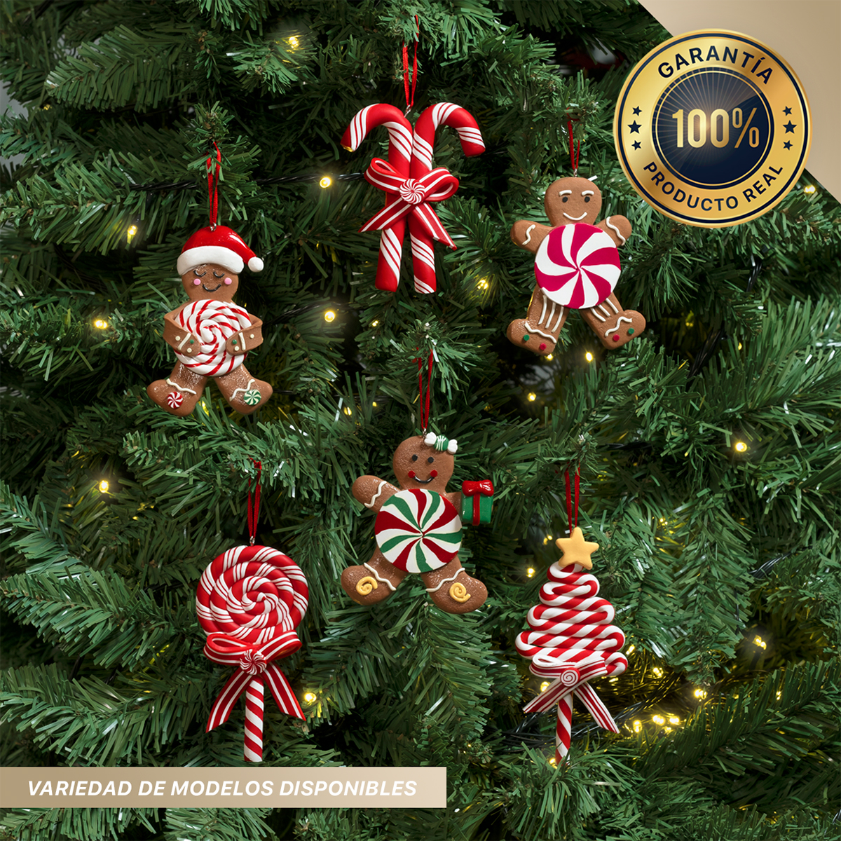 Decoración Navideña con Adornos para Árbol de Navidad (Jengibre) ESQUIMAL.