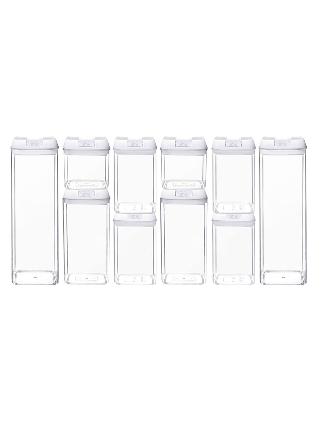 Set De 10 Contenedores Herméticos Para Cocina. Ag Box, Tapa Blanca