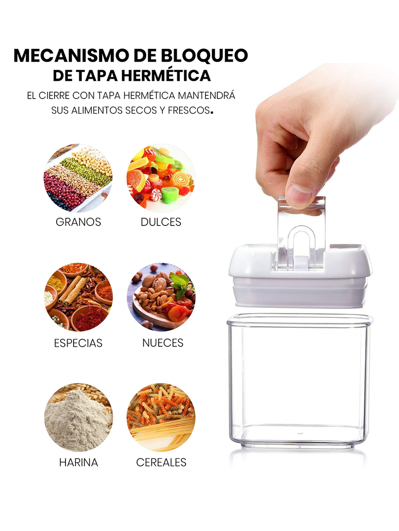 Set De 10 Contenedores Herméticos Para Cocina. Ag Box, Tapa Blanca