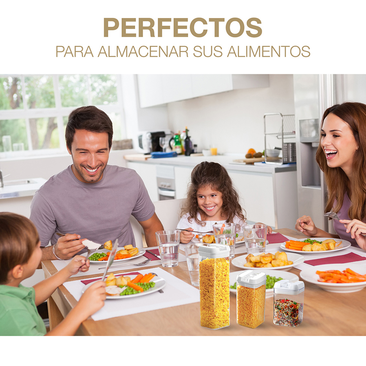 Set De 10 Contenedores Herméticos Para Cocina. Ag Box, Tapa Blanca