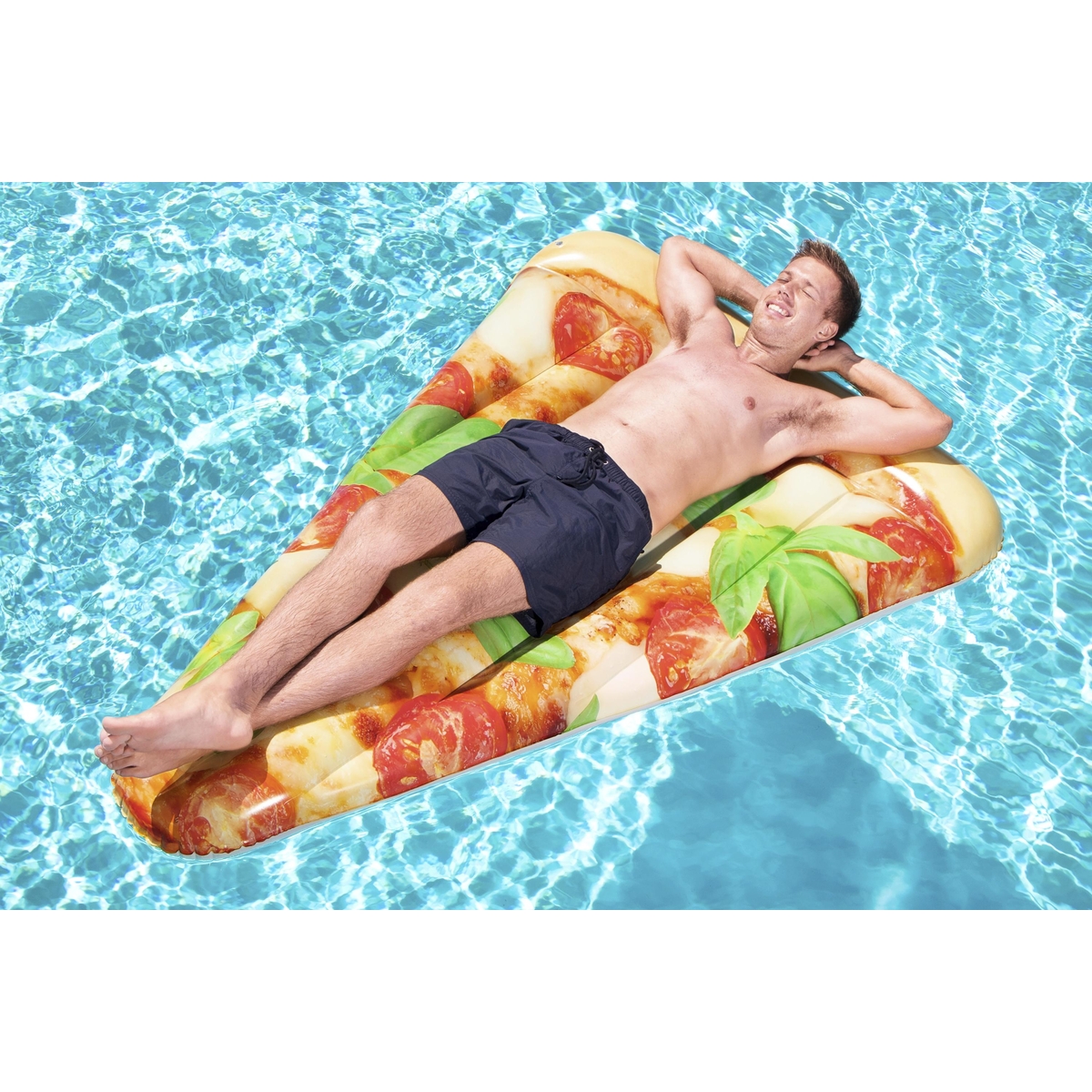 Cama inflable 1.88 metros x 1.30 centimetros forma rebanada pizza caja (1)