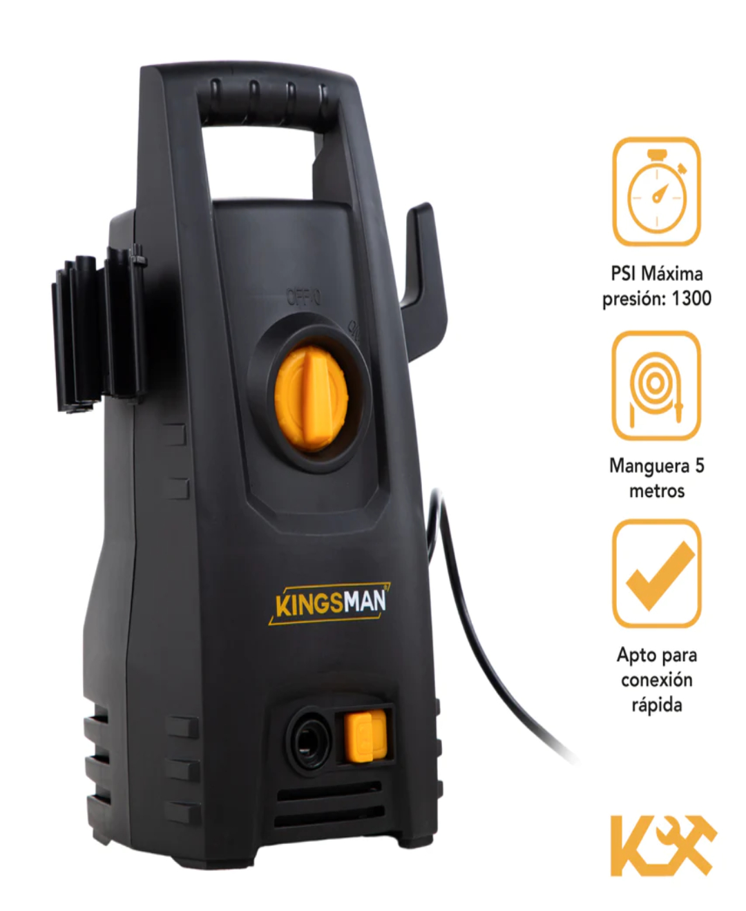 Hidrolavadora eléctrica Kingsman HIDROKING1300 negro de 1200W con 1300psi de presión máxima 120V - 60Hz