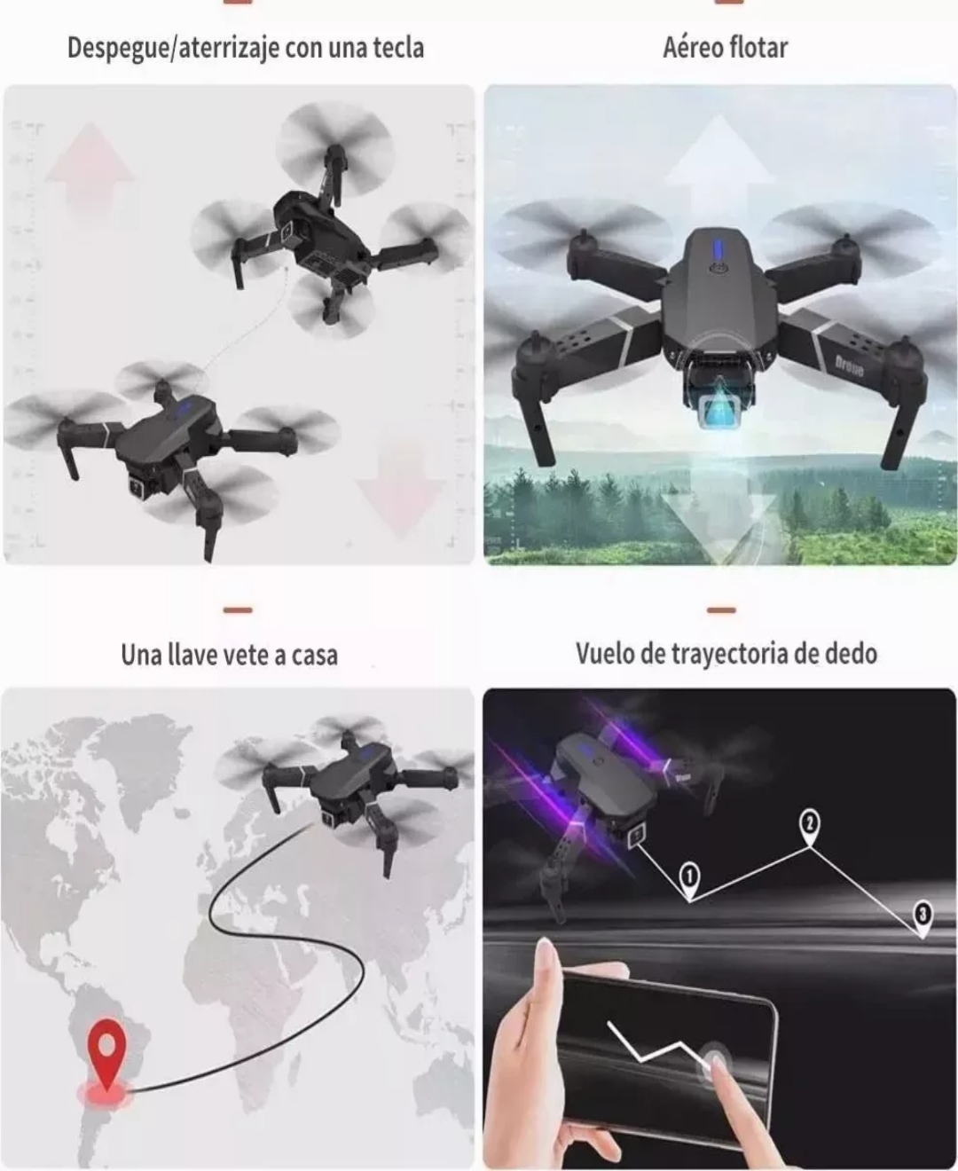 Rc Drone Con Cámara 4k Quadcopter + 2 Batería