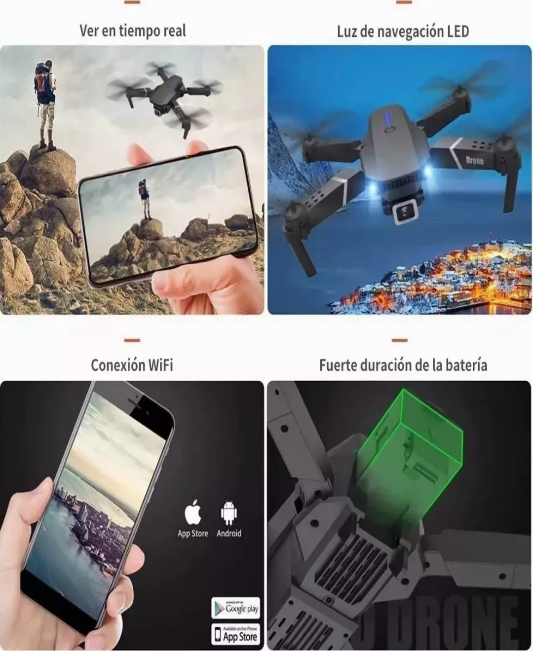 Rc Drone Con Cámara 4k Quadcopter + 2 Batería