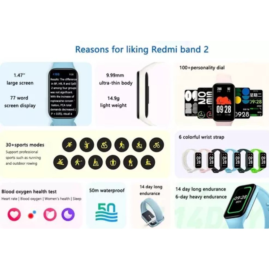 Xiaomi Redmi Smart Band 2 Reloj Pulsera Inteligente Blanco