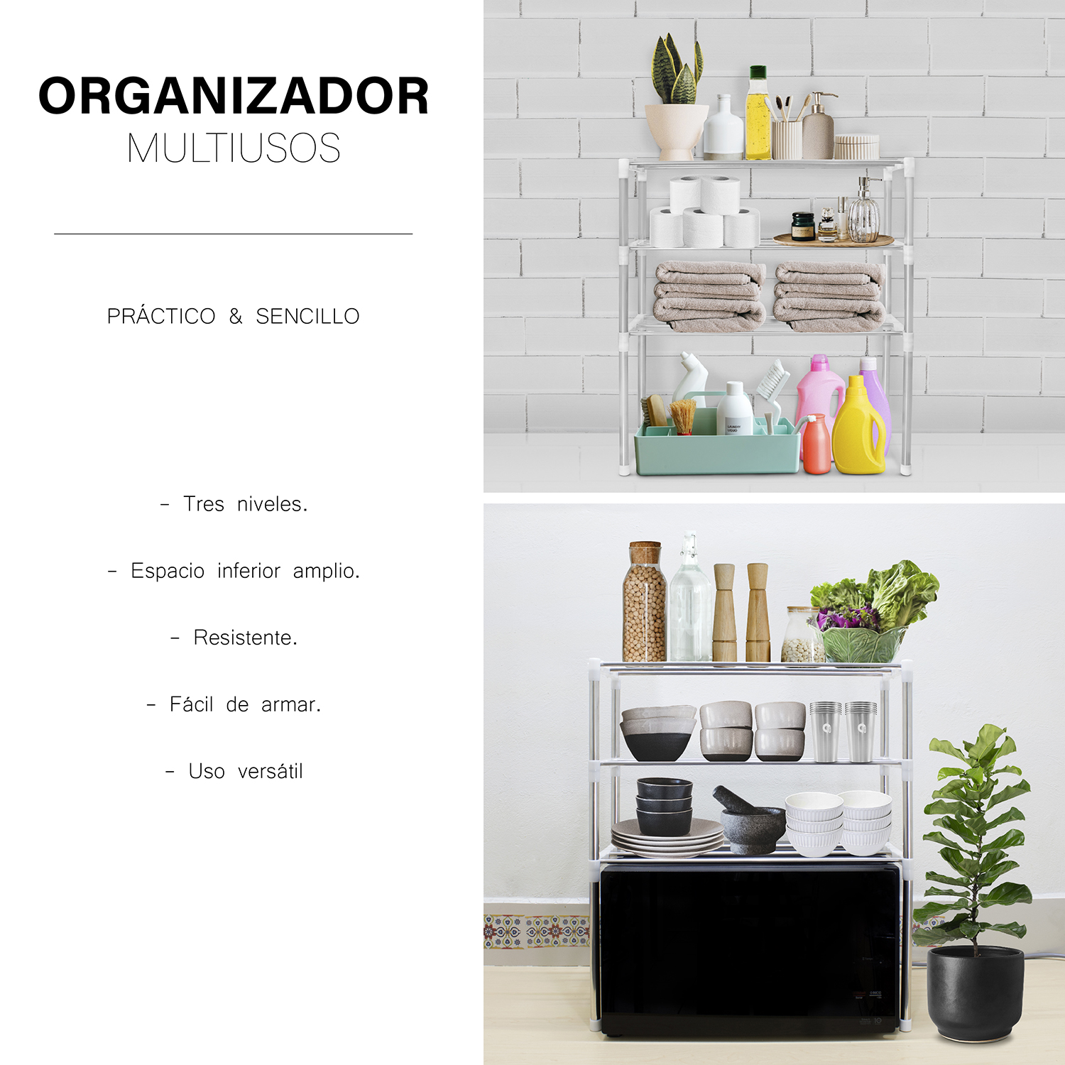 Organizador De Cocina Rack Estante Para Microondas Multiusos
