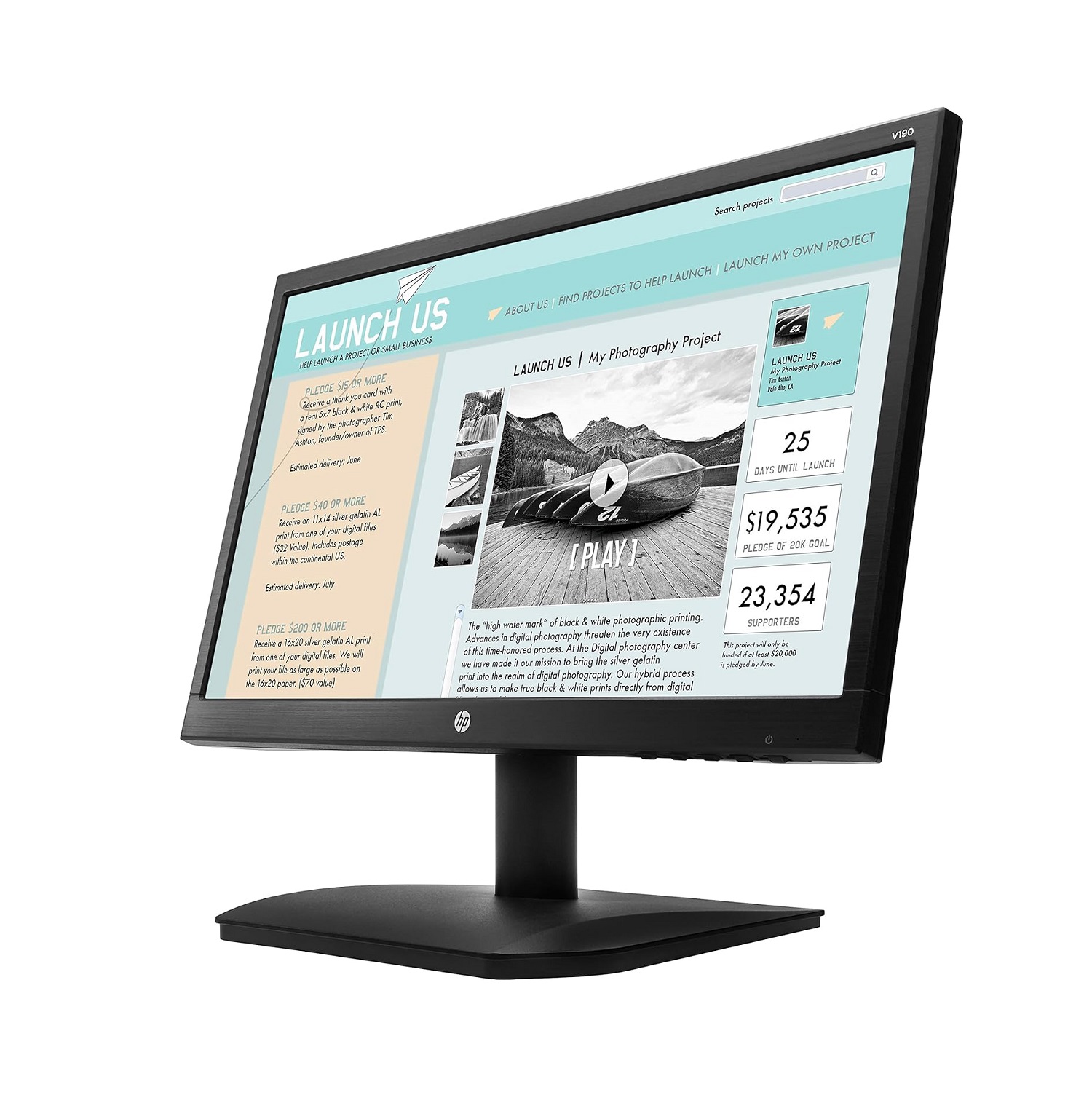 Monitor HP V190 - 18.5"- 1366 X 768 - VGA - LED- Equipo Clase A, Nuevo..