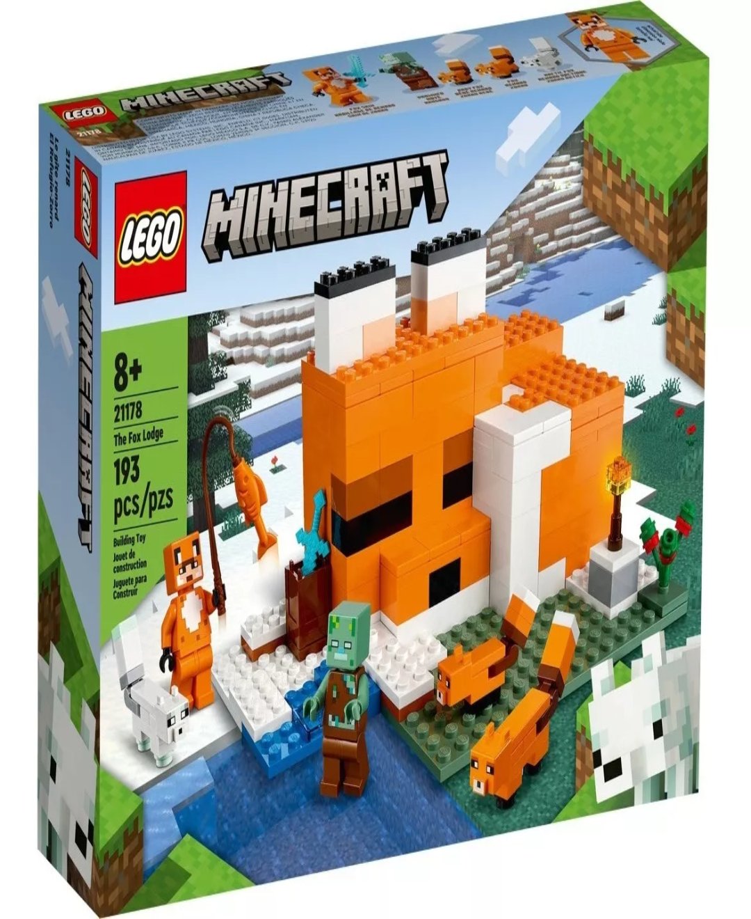 Kit De Construcción Lego Minecraft El Refugio Zorro 21178 8+ Cantidad de piezas 193