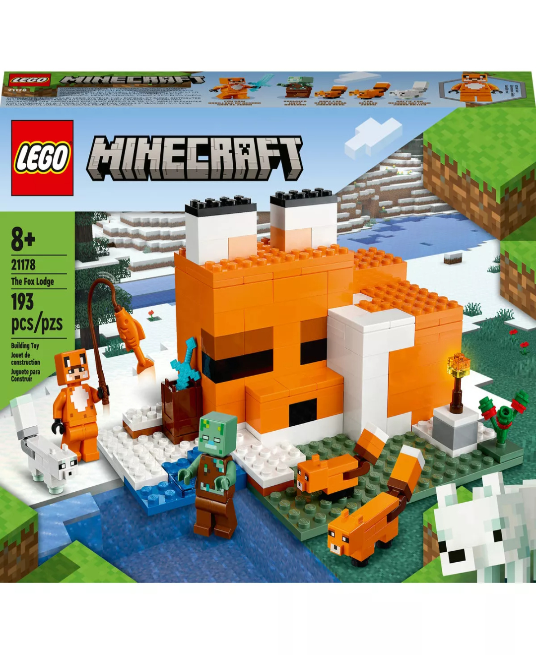 Kit De Construcción Lego Minecraft El Refugio Zorro 21178 8+ Cantidad de piezas 193