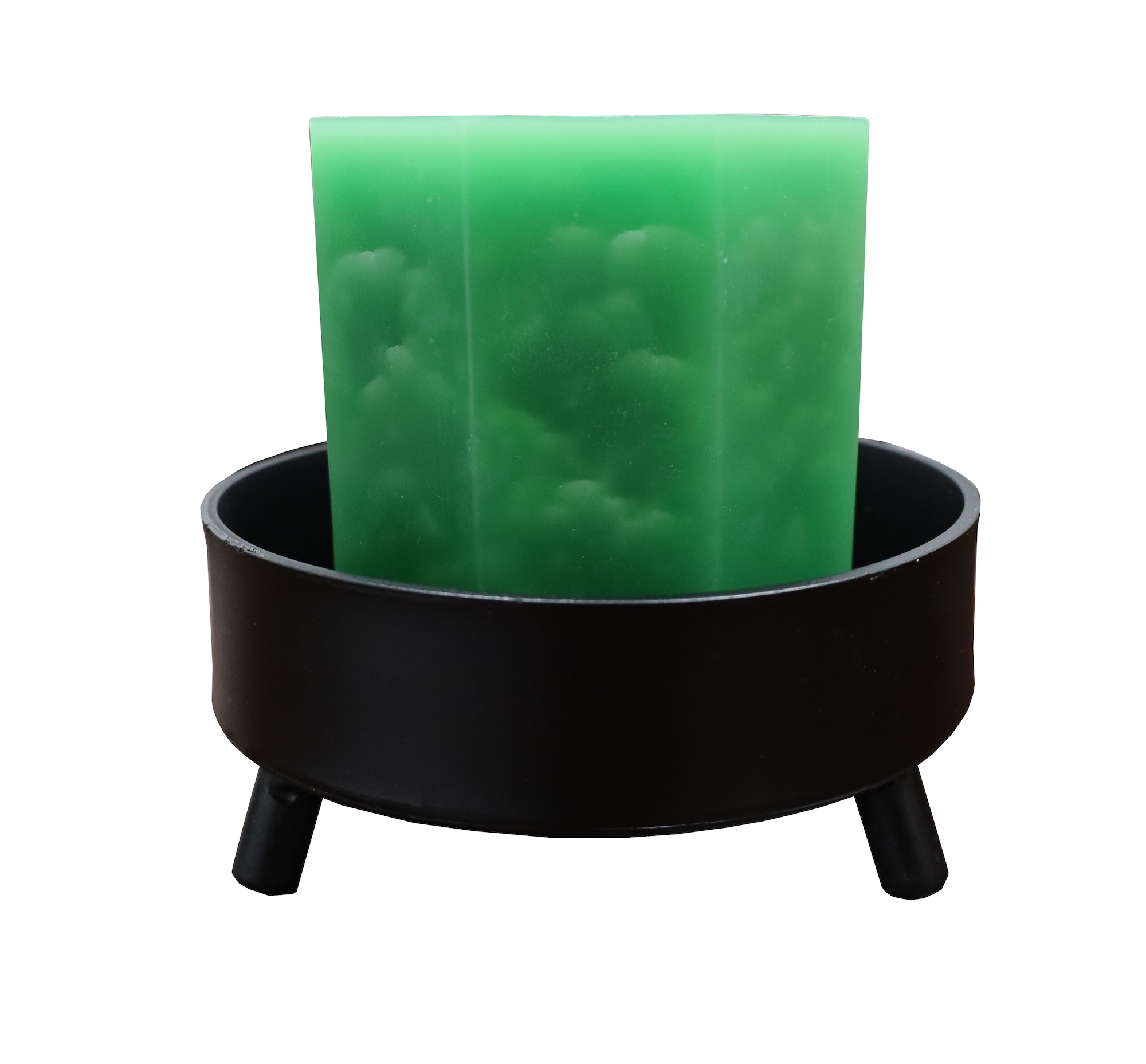 Vela Energética color Verde, Equilibrio y Conexión, Con Base de Acero, El Bazar Store