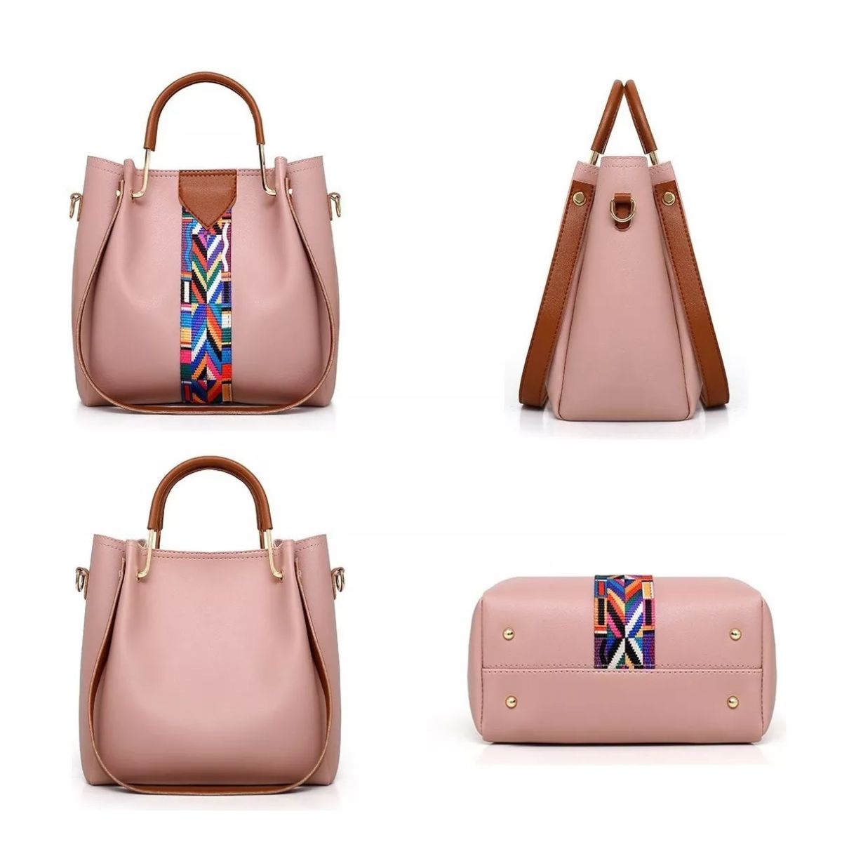 Set de 4 bolsas de Ecocuero color Rosa