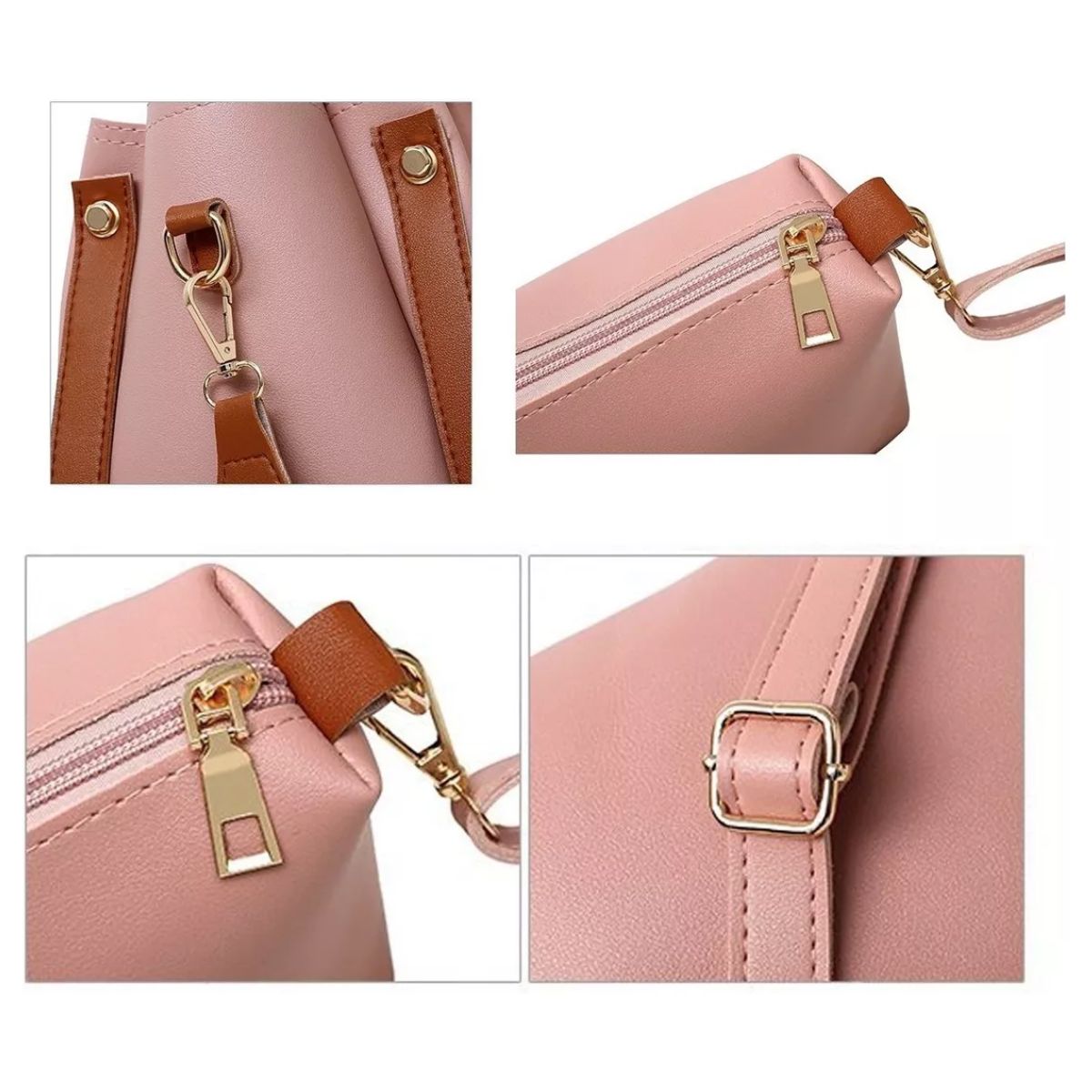 Set de 4 bolsas de Ecocuero color Rosa